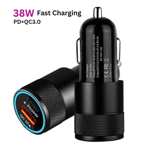 USB C Car Charger / Dual Port PD 20W/QC3.0 / Fast Charging