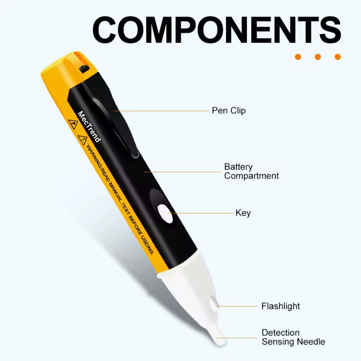 Non contact Voltage Tester Pen(90V-1000V) (Two AAA batteries included)