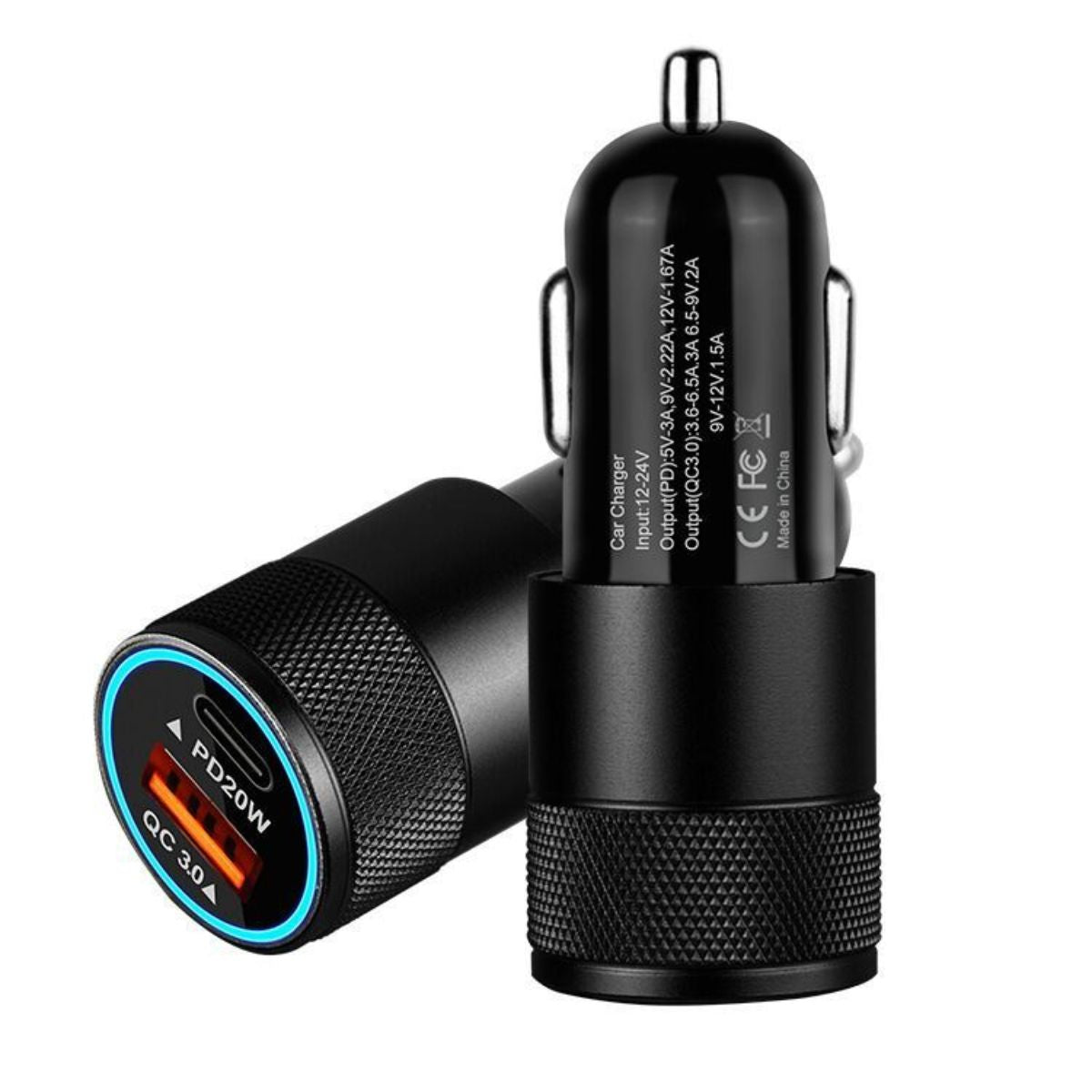 USB C Car Charger / Dual Port PD 20W/QC3.0 / Fast Charging