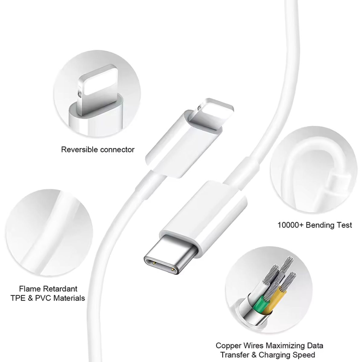 Lightning to USB C Charging Cable (1m) for iPhone 13, 13 Pro, 12 Pro Max, 12, 11, X, XS, XR, 8 Plus, iPad - Mobile Electronic Data Fast Charger USB-C Cord/ Data Cable