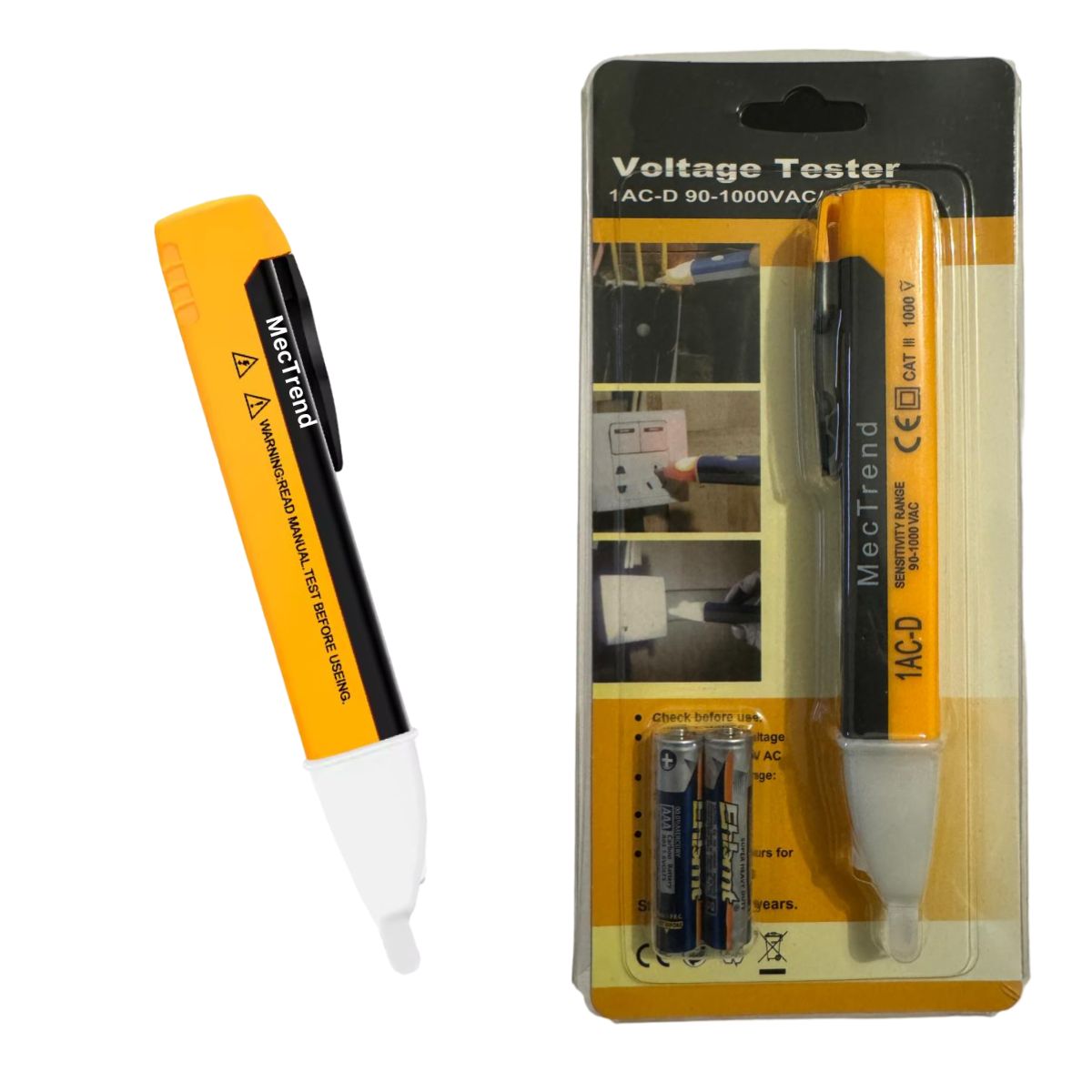 Non contact Voltage Tester Pen(90V-1000V) (Two AAA batteries included)